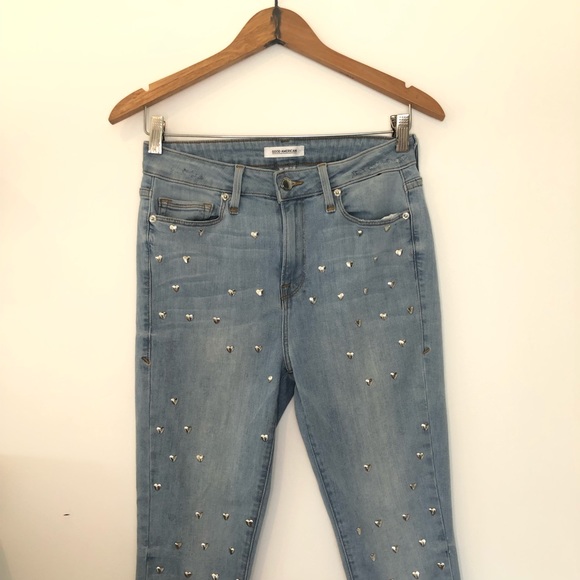 Good American Good Legs Heart Studded Jeans 8/29 26X26 skinny - Picture 3 of 13
